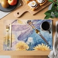 thumbnail image 2 of Purple Dragonfly Placemats Set of 2, Yellow Dandelion Spring Watercolor Flowers Plant Non-Slip Place Mats Washable Table Mats for Kitchen Dining Table Decorations Indoor/Outdoor, 2 of 9