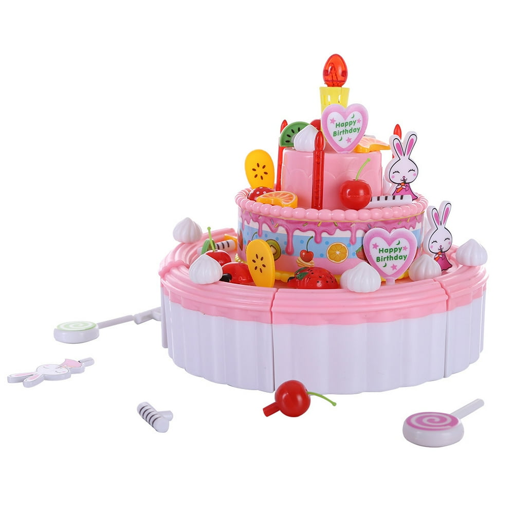 DIY 103 Pcs Cutting Birthday Party Cake Toys Set With Candles Fruit