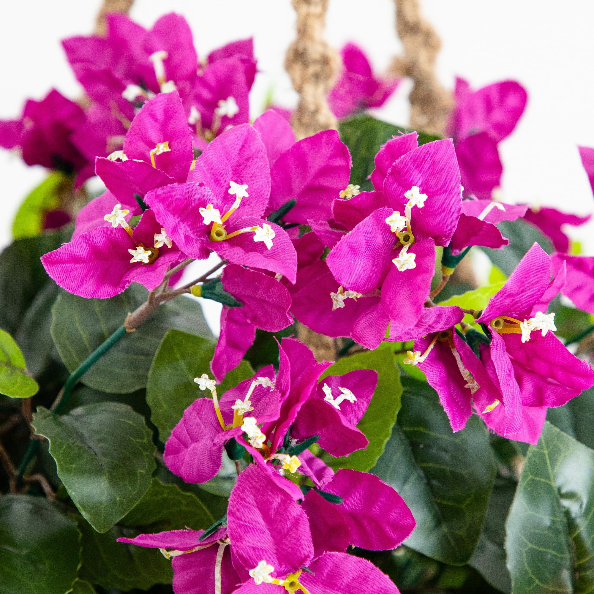 Nearly Natural UV-Resistant Outdoor Artificial Bougainvillea with Hanging Basket - 28" - Purple