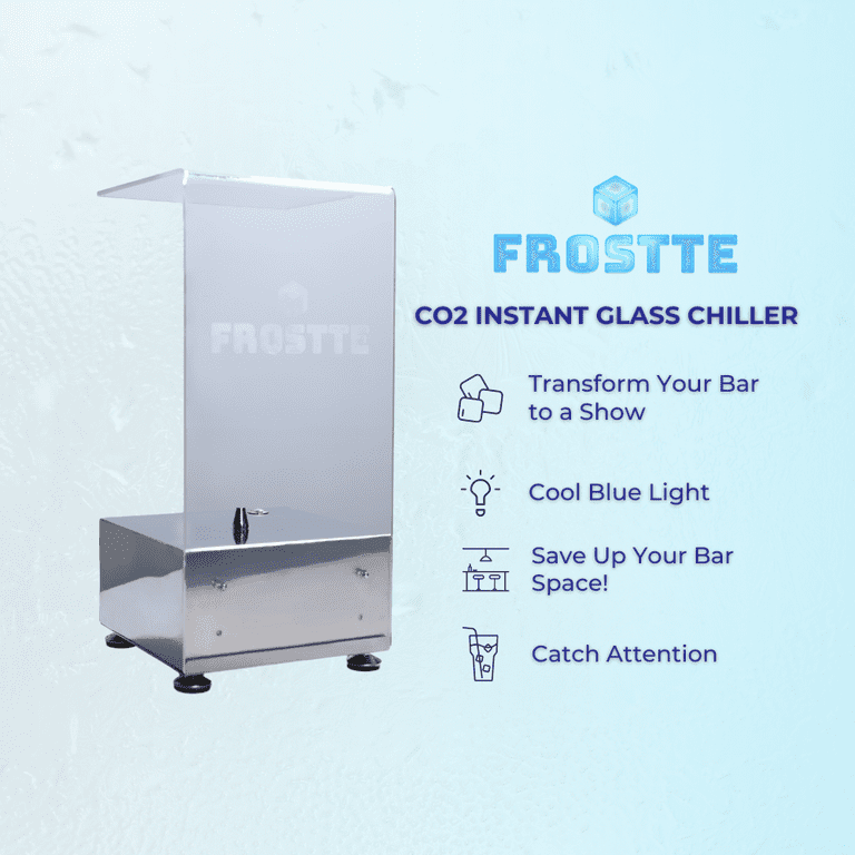 Frostte Instant LED Light Glass Chiller-Portable CO2 Glass Froster for Whisky, Cocktail, Champagne, Beer, Wine, Iced Coffee, Icecream and Frozen Shake