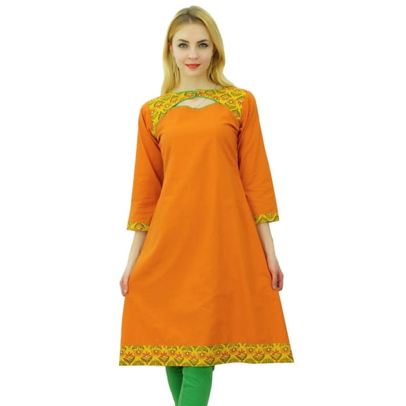 Phagun Women Cotton Kurti Ethnic Solid Print Designer Kurta Casual Dress
