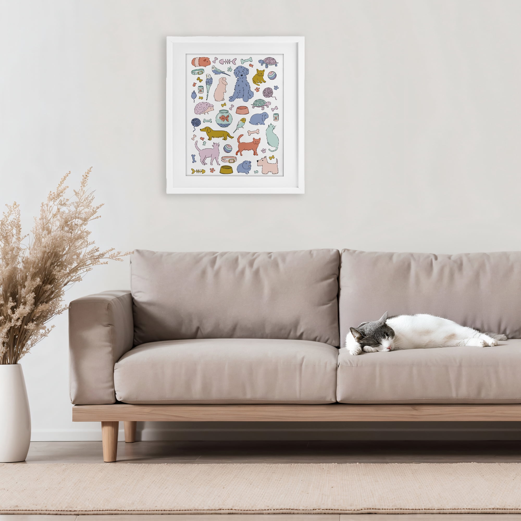 Stupell Industries Pet Shop Menagerie White Framed Print Under Glass, design by Bethany Sandoval