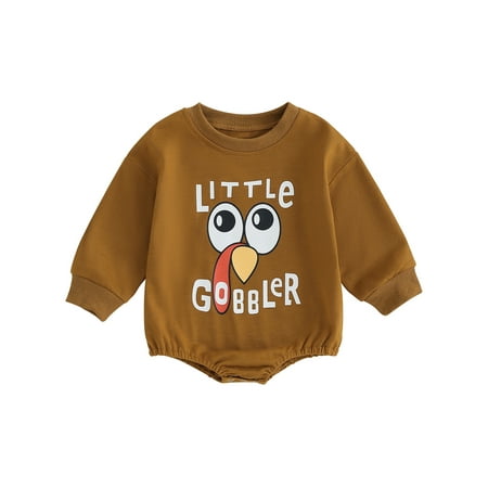 

Wallarenear Baby Girl Boy Thanksgiving Romper Letter Print Sweatshirt Onesie Bodysuit Tops