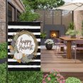 thumbnail image 3 of Happy Harvest House Flags For Outdoor, Fall White Pumpkin Oak Leaf Wreath Black Whote Stripes Small Double Side Yard Flags Weather Proof House Decor for Lawn Outside Holiday 28 x 40 Inches, 3 of 9
