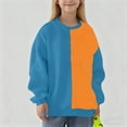 thumbnail image 2 of AINIYS Girls Long Sleeve Tops Casual Color Block Crew Neck T Shirts Casual Oversized Drop Shoulder Pullover Blue 12 Years, 2 of 7