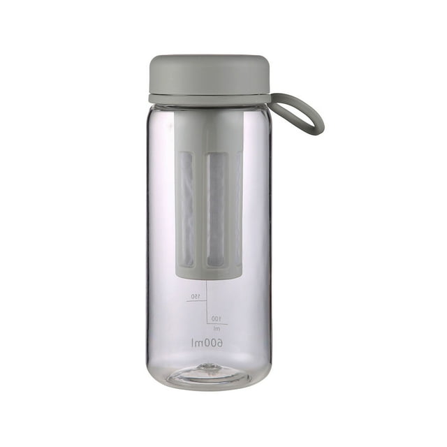 Cold Brew Coffee Maker 1PC,2.76x2.76x7.28in,Portable Tea Infuser Bottle | 600ml Leakproof Double Filter For Iced Tea & Fruit Water On The Go(Gray)