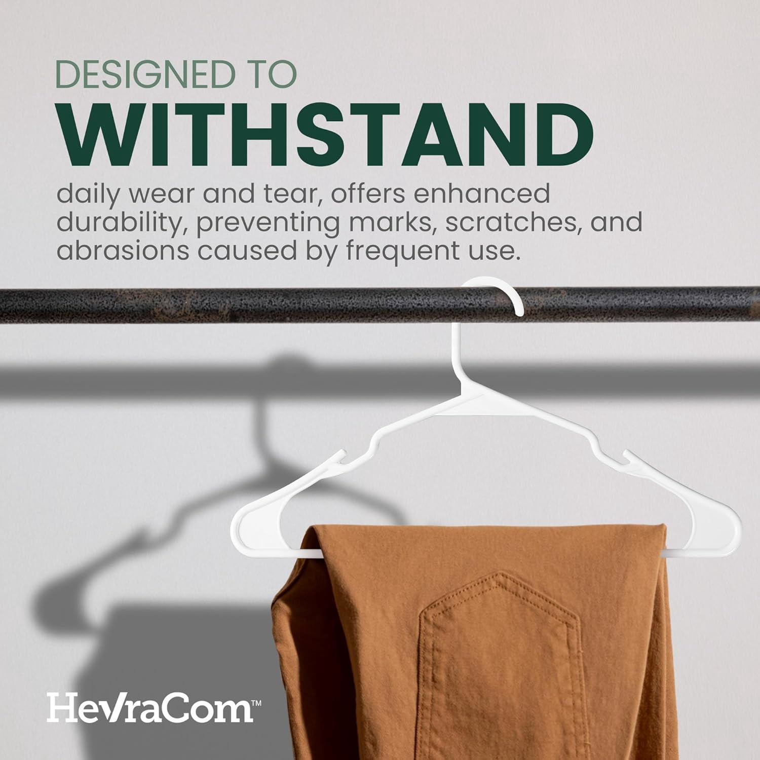 HevraCom Plastic Clothes Hangers Heavy Duty Non Slip White 50 Pack
