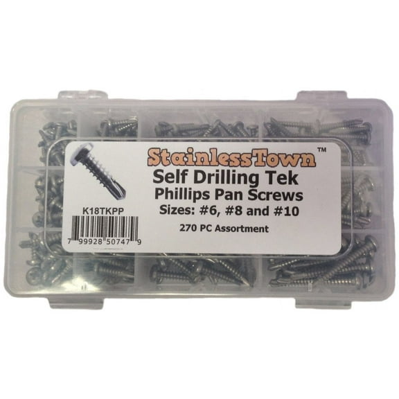Stainless Steel Self Drilling Phillips Pan Tek Screw Assortment Kit by Stainlesstown