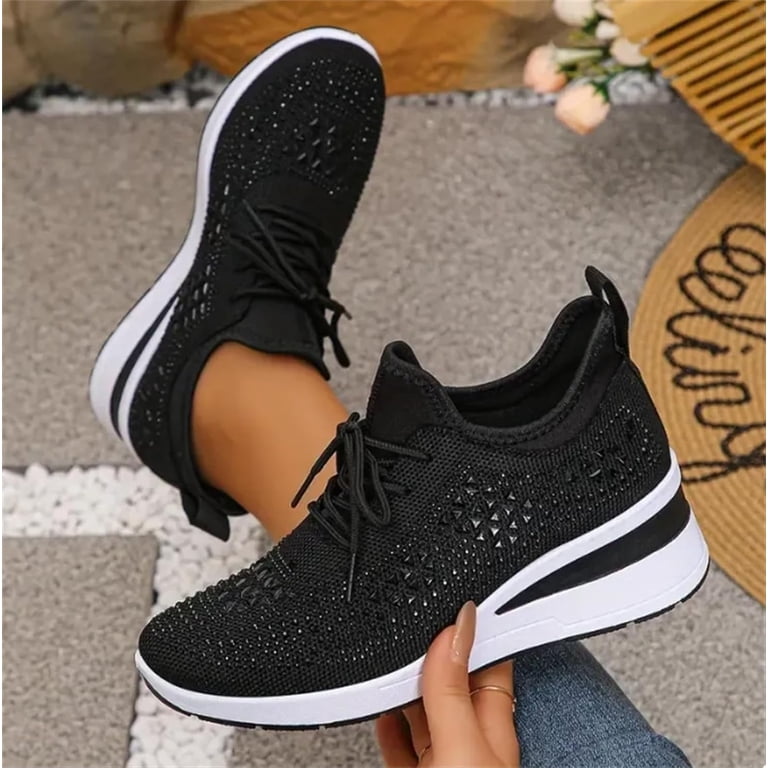 Women's Sparkly Wedding Sneakers Glittery Bling Dressy Shoes for