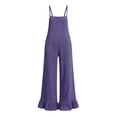 thumbnail image 7 of Hurxie Women Casual Loose Long Bib Pants Wide Leg Jumpsuits Baggy Cotton Rompers Overalls with Pockets Purple,S, 7 of 7