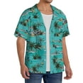 thumbnail image 4 of Vsdgher Hawaii Palms Print Men's Wrinkle Free Untucked Cuban Shirt Business Casual Button Down Shirts Short Sleeve Shirt, 4 of 7