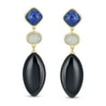 thumbnail image 2 of Bling Jewelry Womens Dangle Gemstone Earrings Blue Lapis Onyx in 14K Gold Plated, 2 of 4