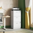 thumbnail image 2 of 3 Drawer File Cabinet with Lock, Vertical Wood Filing Cabinet for Home Office, Printer Stand for Letter and A4 Size, White, 2 of 9