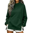 thumbnail image 2 of Mock Neck Sweatshirt for Women 2026 Cute Crew Neck Long Sleeve Sweatshirt Fall Winter Fashion Outfits Clothes Dark Green 3XL, 2 of 8