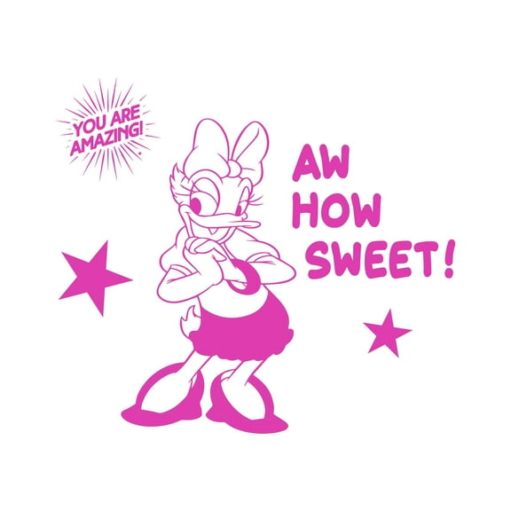 Aw How Sweet Cute Cartoon Girly Duck Vinyl Wall Decal Wall Art Sticker Designs Vinyl Stickers For Home House Walls Rooms Windows Bedroom Decoration Size (20x20 inch)