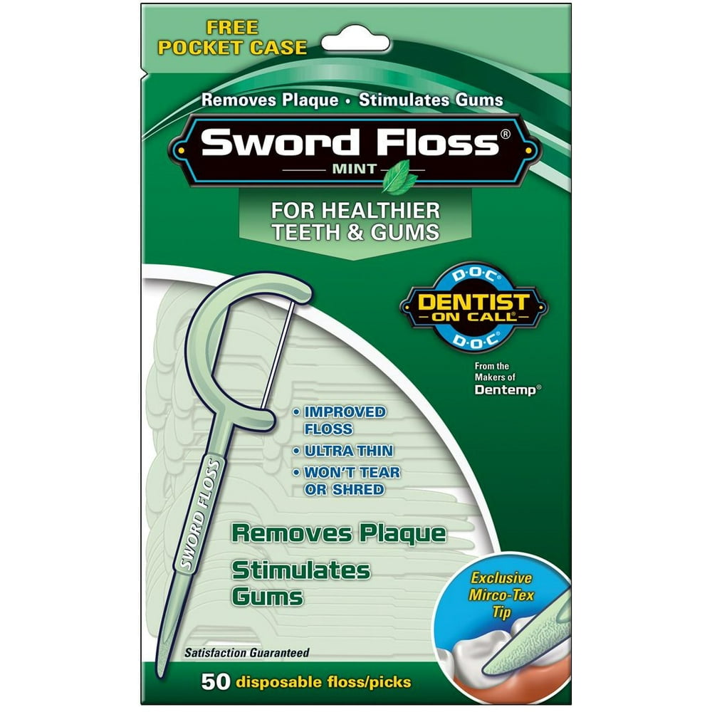 Sword Floss Disposable Floss/Picks Mint 40 Each (Pack of 6) Walmart
