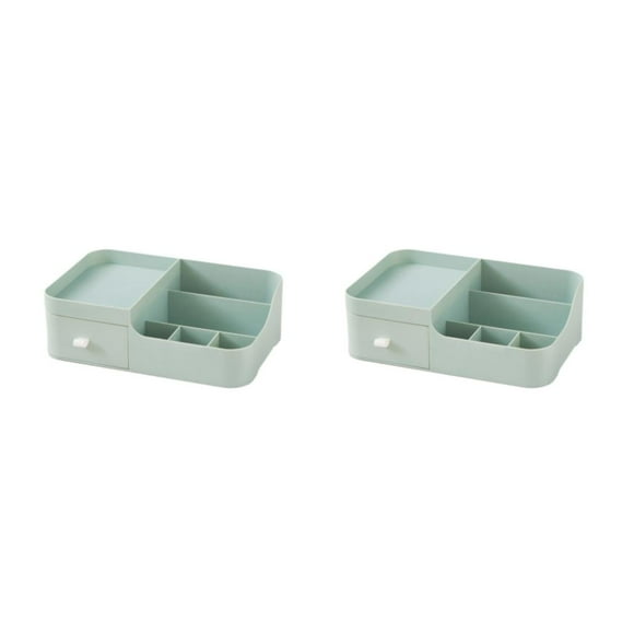 Inteprter Caja de almacenamiento de cosméticos Cajón Organizador de maquillaje de escritorio Gran capacidad Cuidado de la piel Verde 2piezas