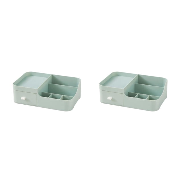 Naiovety Caja de almacenamiento de cosméticos, tipo cajonera, organizador de maquillaje de escritorio, baño multifuncional, joyería para el Verde 2piezas