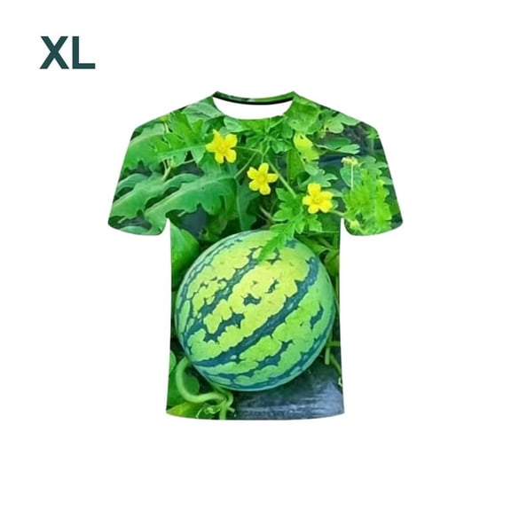 Men's Funny Watermelon Belly Graphic T-Shirt, 3D Visual Trick Novelty Tee for Summer BBQ, Beach Party & Casual Wear, Breathable Loose Fit