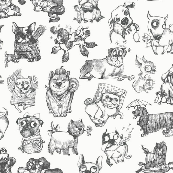 Muriva Pooches Mono Wallpaper
