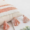 thumbnail image 3 of Nvzi Fundas de almohada lumbar con borlas y bordado geométrico de 12 x 20 pulgadas, estilo bohemio, para decoración del hogar (naranja, 12 x 20 pulgadas), 3 of 5