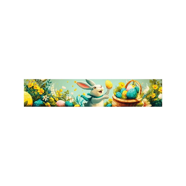 Noehoiugi Easter Banner Seasonal Party Backdrop Banner Bunny Backdrops Photography 98X19.7 Inch Spring Rabbit Colorful Eggs Butterfly Background Happy Easter Party Decorations