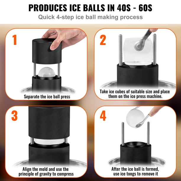 VEVOR Ice Ball Press Kit, Aircraft Al Alloy Ice Press with Ice Block Mold,  Large Mat