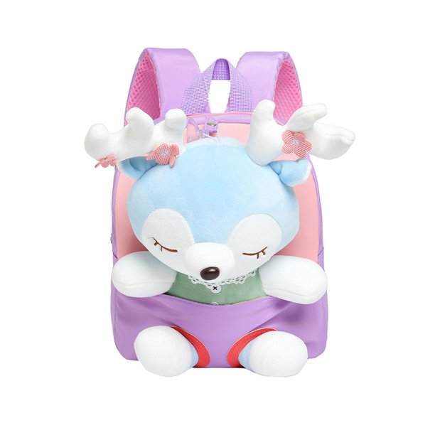 Mochila de dibujos animados para niños y muñeca alce 3D con Correa ajustable para hombros y manija superior impermeable