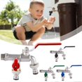 thumbnail image 2 of 1/2" 3/4" Dual Outlet Brass Garden Faucet Outdoor Anti-Freeze Water Spigot Washing Machine Tap for Hose & Pool, 2 of 5