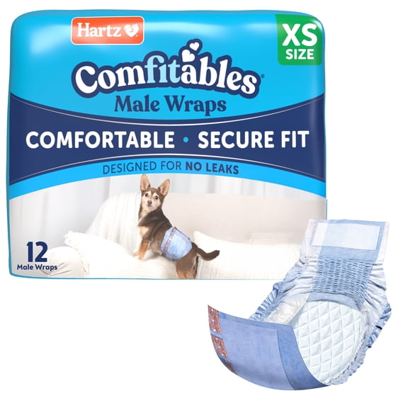 Hartz Comfitables Male Dog Wraps with Stretchy Waistband, XS 12 Count