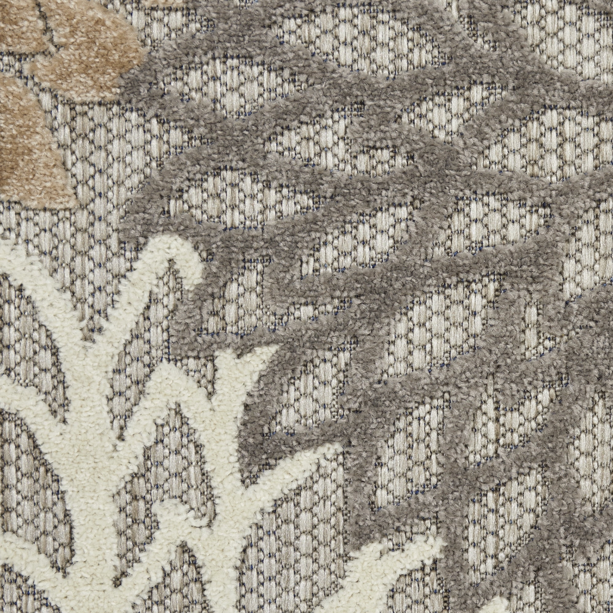 Nourison Tropical Oasis Indoor/Outdoor Modern Floral Natural 3'6" x 5'6" Area Rug, (4' x 6')