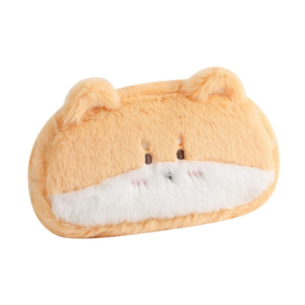 Estuche de peluche para lápices, bolsa para lápices, monedero de dibujos animados, organizador creativo, papelería de animales Caqui
