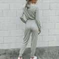 thumbnail image 5 of Long Sleeve Pants Jumpsuit Slim Lace Up V Neck Polyester Fashion Casual Women's Clothing Light Gray XXL, 5 of 7
