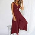 thumbnail image 2 of JGTDBPO Jumpsuits For Women Casual Strap Jumpers Summer Rompers Sleeveless Loose High Waist Wide Leg Overalls With Pockets, 2 of 9