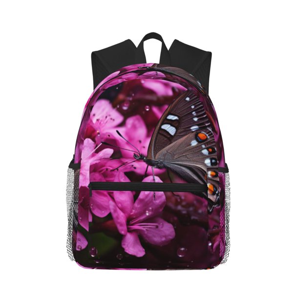 Easygdp Pink Blossoms Butterfly Mochila Casual para Portátil, Mochila para Escuela, Viajes, Negocios