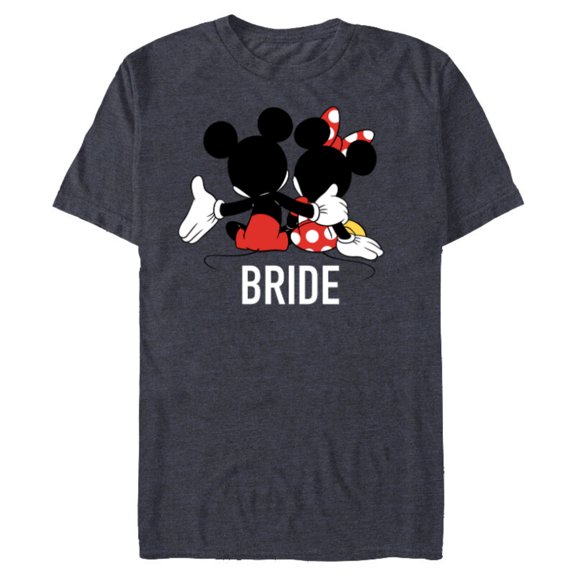 Disney Mickey & Minnie Side-by-Side Bride Honeymoon Wedding- Short Sleeve Blended T-Shirt for Adults - Customized-Navy Heather