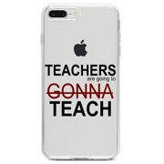 DistinctInk Clear Shockproof Hybrid Case for iPhone 7 PLUS / 8 PLUS (5.5" Screen) TPU Bumper Acrylic Back Tempered Glass Screen Protector - Teachers Gonna Teach