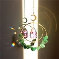 thumbnail image 3 of Cheers.US Top Plaza Crystal Glass Prism Ball Suncatcher Double Rings Moon Sun Catcher for Car Chandelier Garden Window Hanging Ornament Rainbow Maker Colorful Home Decor Housewarming Gifts, 3 of 7