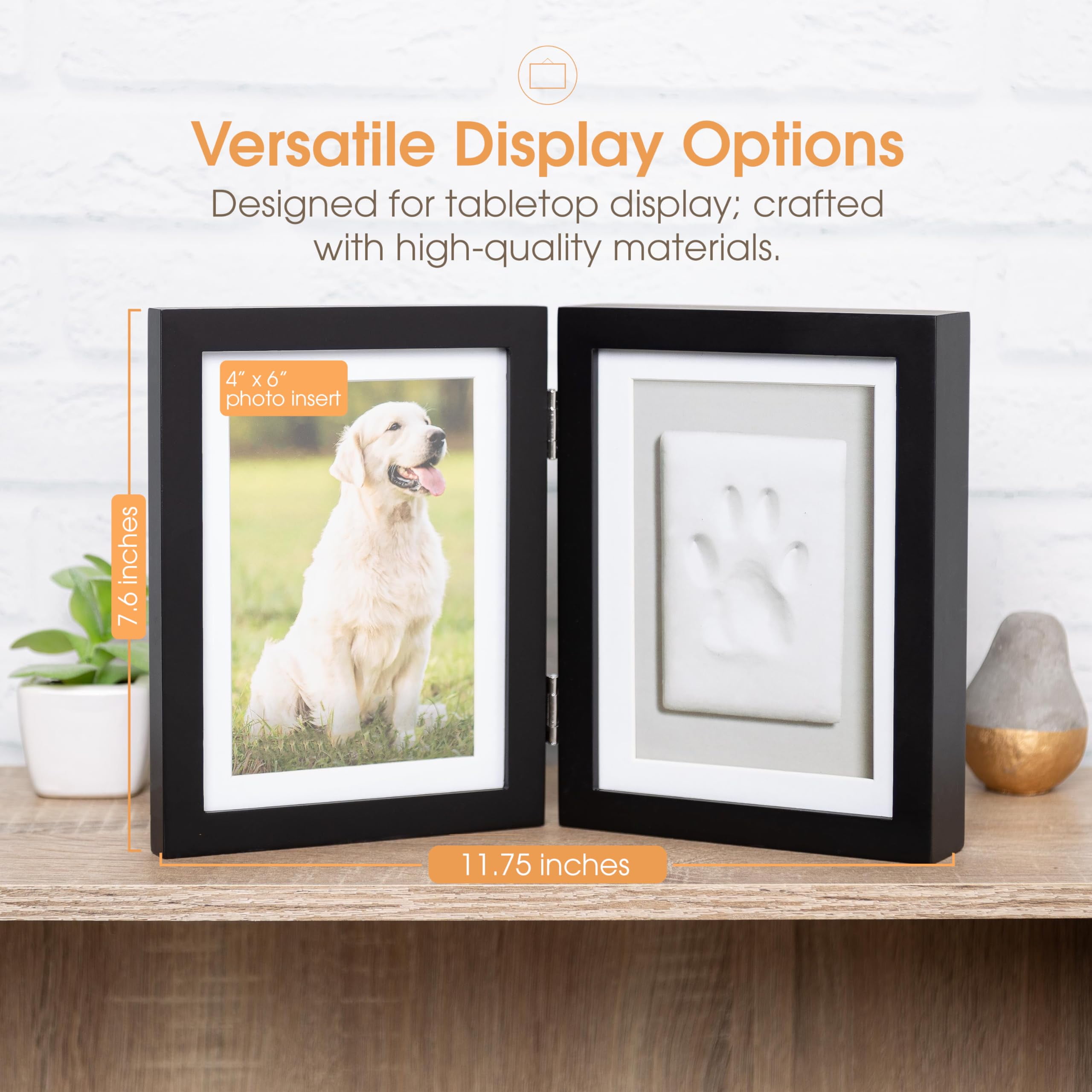 PETT Pet paw print frame with clay print kit and photo display