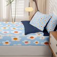 thumbnail image 5 of Homewish Blue Floral Zipper Full Size Comforter Sets with Fitted Sheet and 2 Pillowcases,Watercolor Flower Print Zipper Bedding Set,Navy Blue Reversible,4pcs, 5 of 8