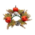thumbnail image 2 of FeiFu Fall Pumpkin Candle Ring Wreath Artificial Maple Leaf Pine Cone Gourd Autumn Decor Table Centerpiece Harvest Halloween Thanksgiving Home Party Accent Guirnalda de Calabaza, 2 of 6