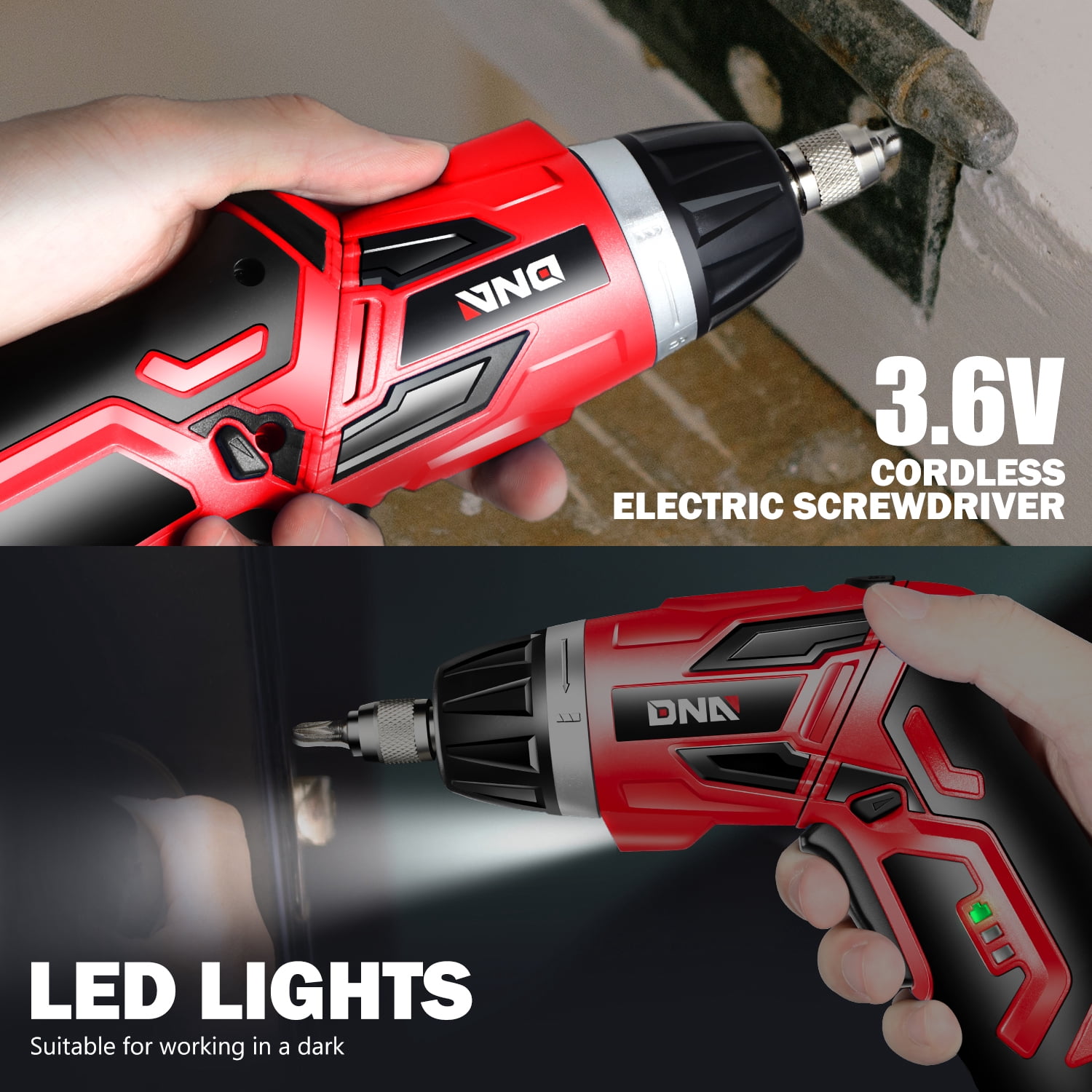 DNA Motoring TOOLS-00237 3.6V Cordless Electric Screwdriver Power Screwdrivers