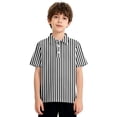 thumbnail image 5 of Boys Girls Short Sleeve Polo Shirt Cute Summer T-Shirts Striped Polo Shirts Black 150, 5 of 6