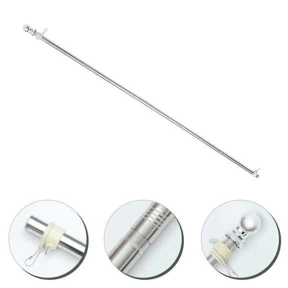 FRCOLOR 1 Set of Stainless Steel Flag Pole Kit Detachable Flagpole for Porch Yard