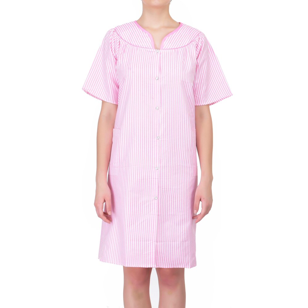 EZI Women's Short Sleeve SnapFront Cotton House Dress by EZI