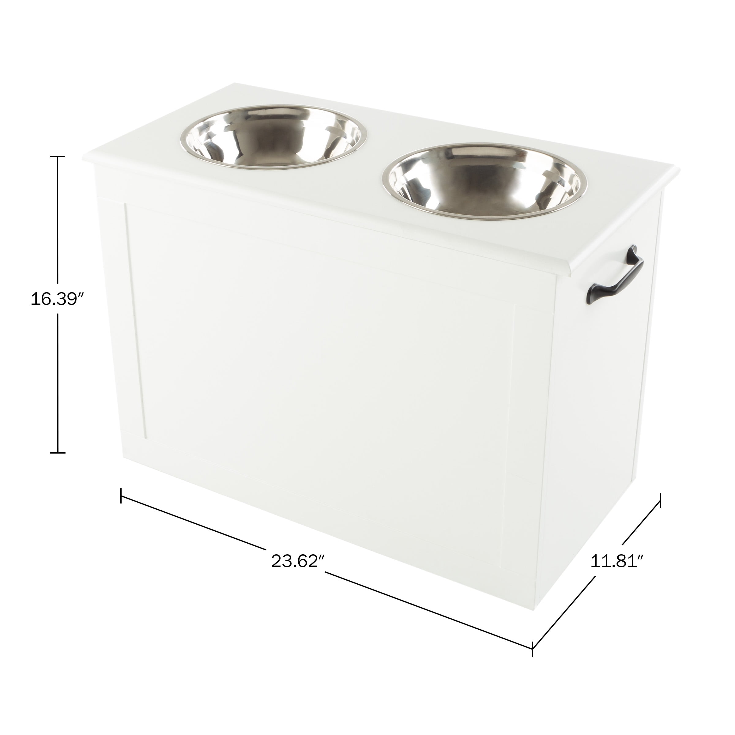 PETMAKER Elevated Dog Bowls with Storage Space for Pet Supplies (White)