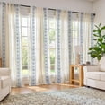 thumbnail image 2 of Linen Blend Farmhouse Curtains es Long Grey Embroide Leaf Drape for Living Room Ogee Geometry Drapes Light Filtering Grommet Country Curtain Panels on Flax, 2 of 10