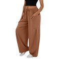 thumbnail image 5 of Ropa de mujer Moda Elegante Cintura elástica Pantalones plisados de pierna ancha Pantalones de cintura alta Pantalones casuales sueltos, 5 of 5