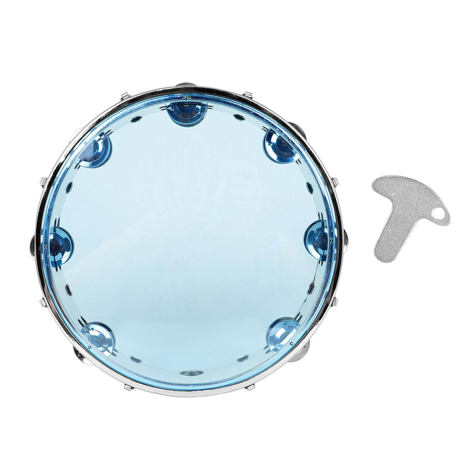 Rushawy Tambourine 10 inch Capoeira Double Row Hand Held Drum for School Child Dance blue