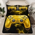thumbnail image 4 of Erosebridal Vintage Gamepad Bed Sheets Set Twin Size, Yellow Bed Sheets Twin, Honeycomb Geometry Decor 3pcs, 4 of 6